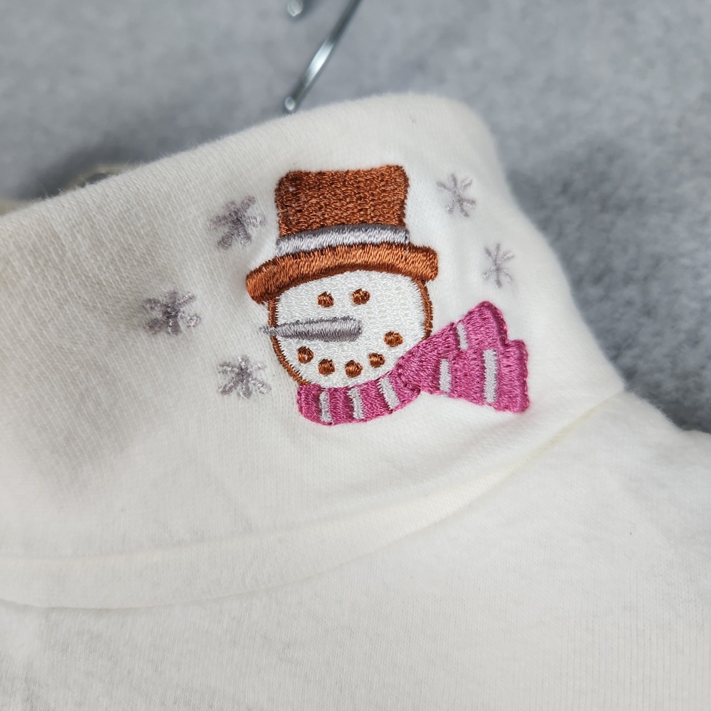 Croft & Barrow Top Womens M White Snowman Embroidered Festive Holiday Turtleneck - Picture 2 of 8